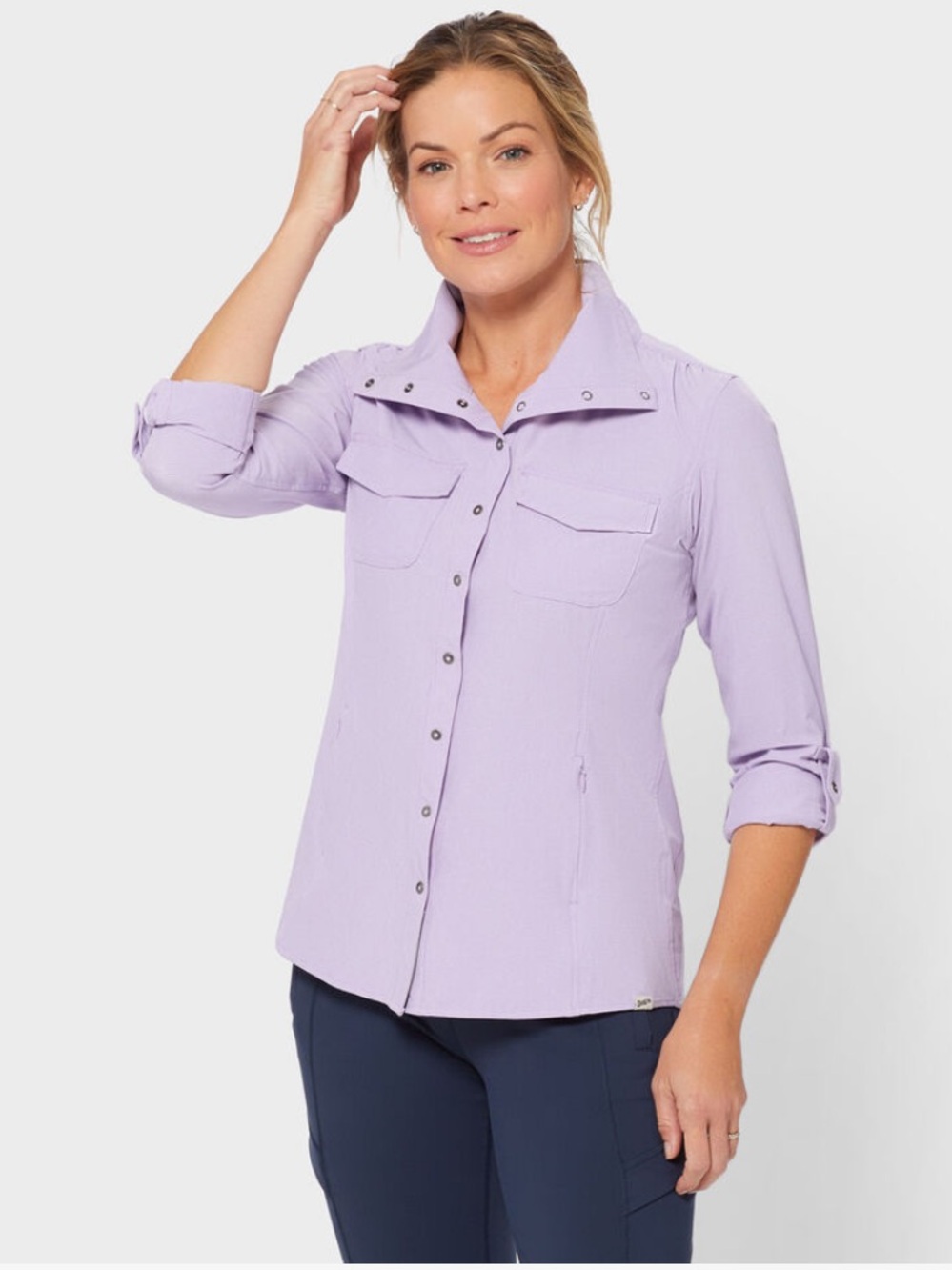 Duluth Trading Co Lavender Button-Front Utility Shirt - Women